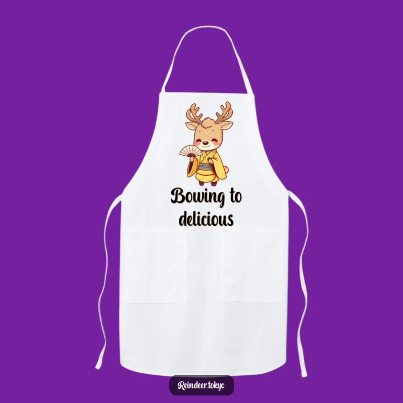 Funny Golden Reindeer Kimono Apron: Cook with Graceful Humor!