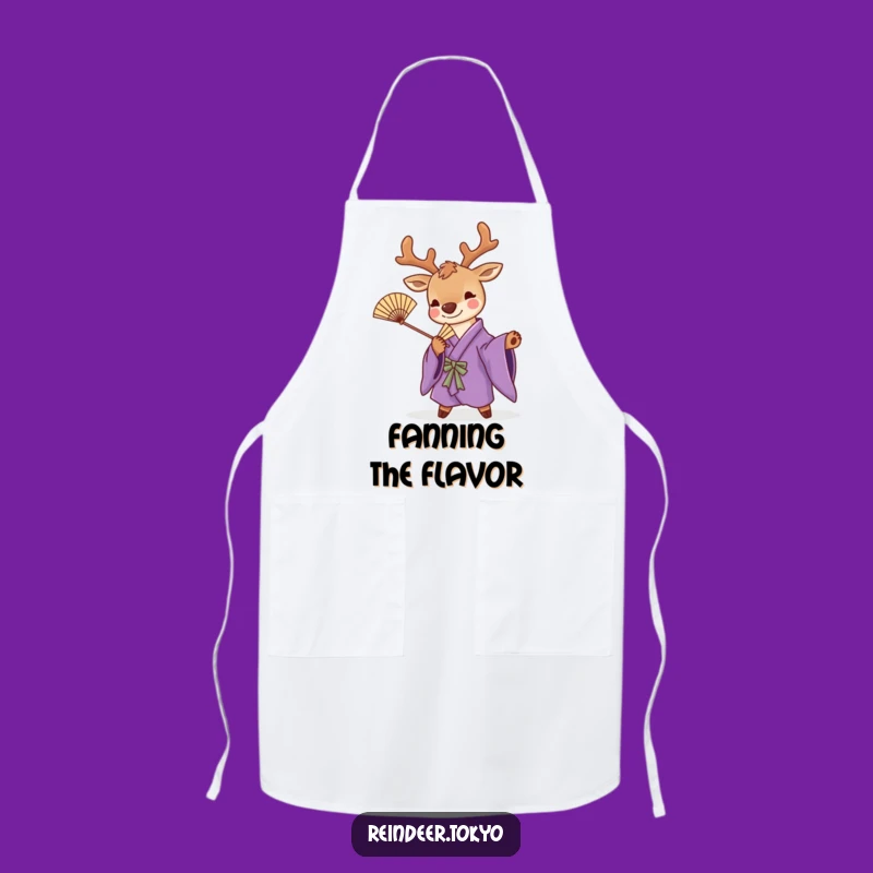 Funny Purple Kimono Reindeer Apron: Cook with Playful Pose and Style