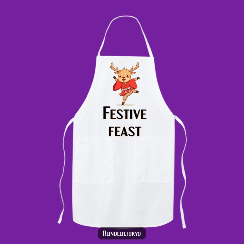 Funny Reindeer Kimono Apron: Festive Cartoon Kick for the Kitchen