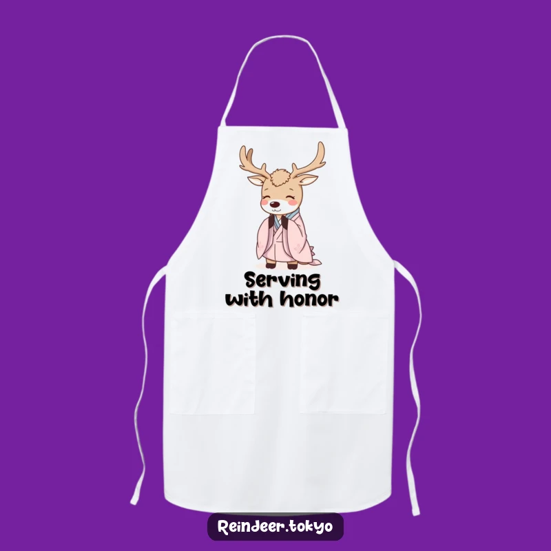 Funny Serene Reindeer Kimono Apron: Polite Kitchen Style for Chefs