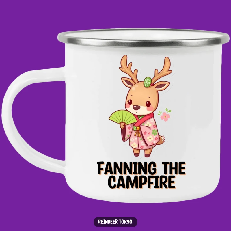 Funny Floral Reindeer Kimono Camping Mug: Sip Elegantly Outdoors!
