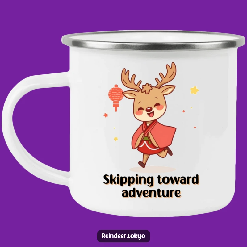 Funny Reindeer Kimono Camping Mug: Sip Your Fun Outdoors Hilariously!