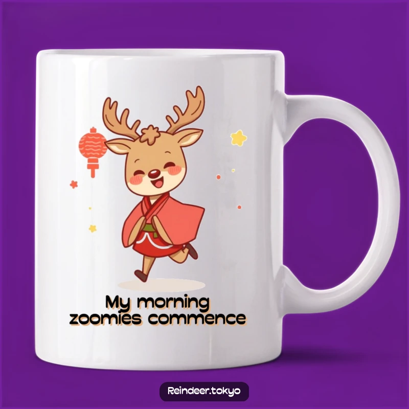 Funny Joyful Reindeer Kimono Mug: A Perfect Funny Gift for Festive Cheer!