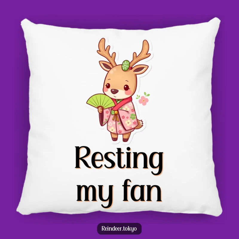 Funny Floral Reindeer Kimono Pillow: Cozy Elegance with a Humorous Touch!