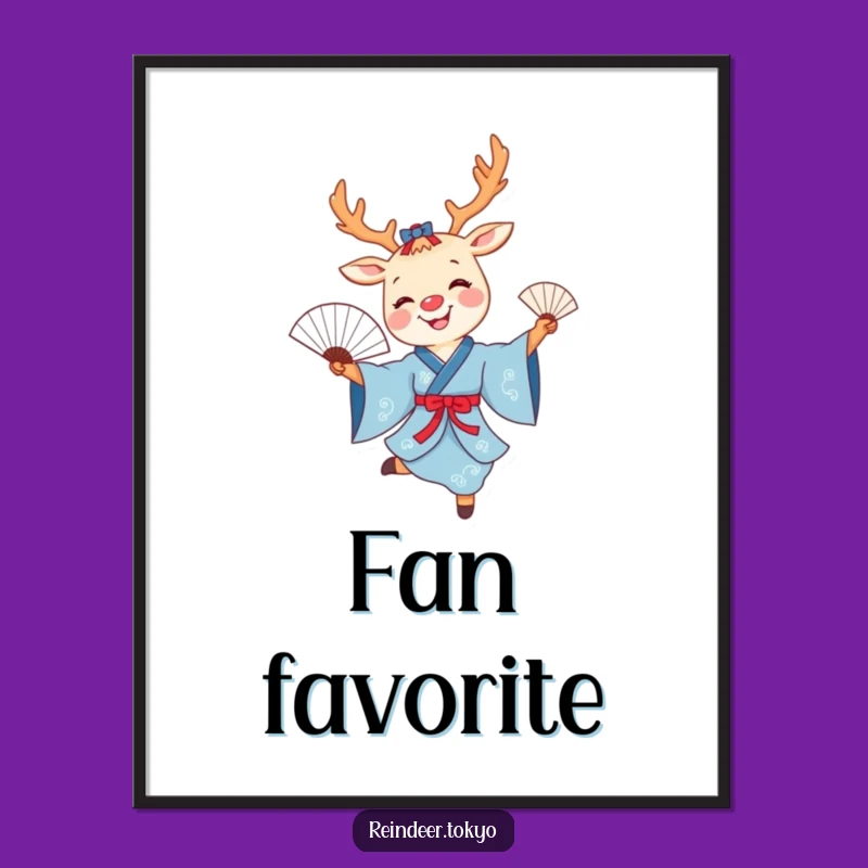 Funny Reindeer Fan Dance Digital Art Print: Instant Elegant Charm