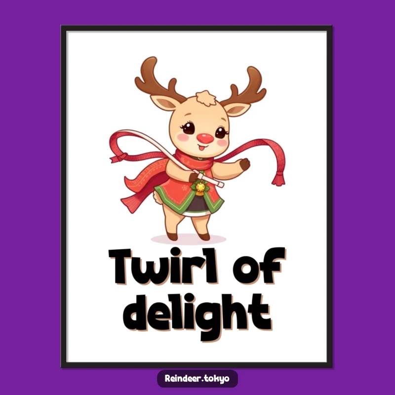 Funny Happy Reindeer Dancing Digital Print: Joyful Traditional Art for Walls