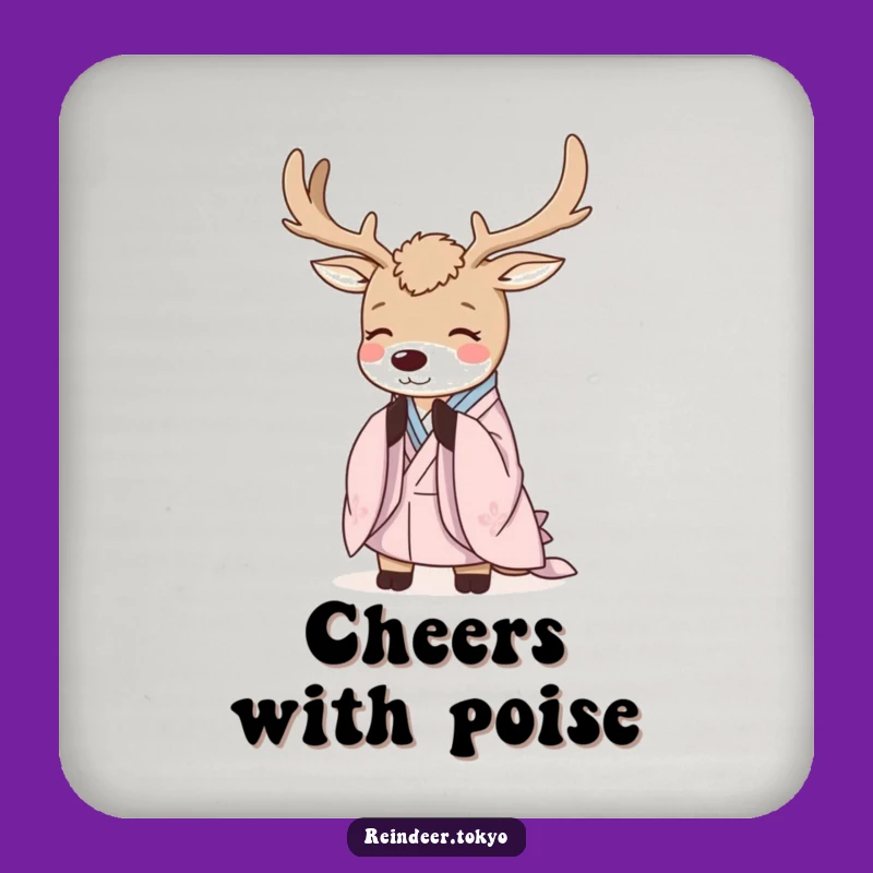 Funny Serene Reindeer Kimono Coasters: Elegant Protection with Polite Humor