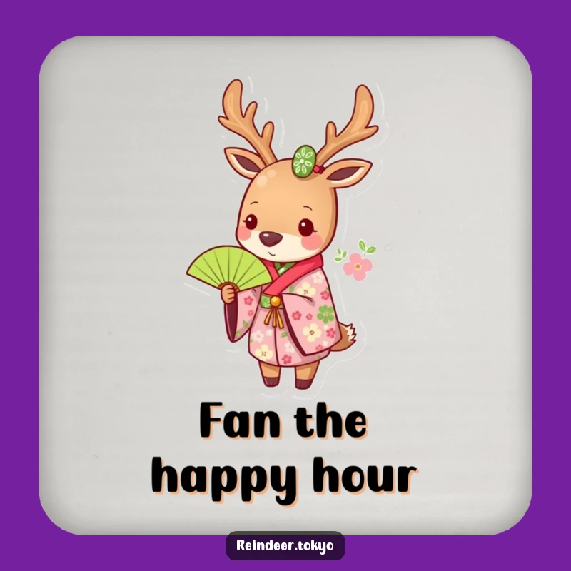 Funny Floral Reindeer Kimono Coasters: Elegant Protection with Humor!