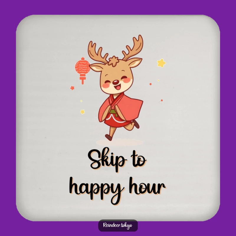 Funny Reindeer Kimono Coasters: Protect Surfaces with Festive Humor!