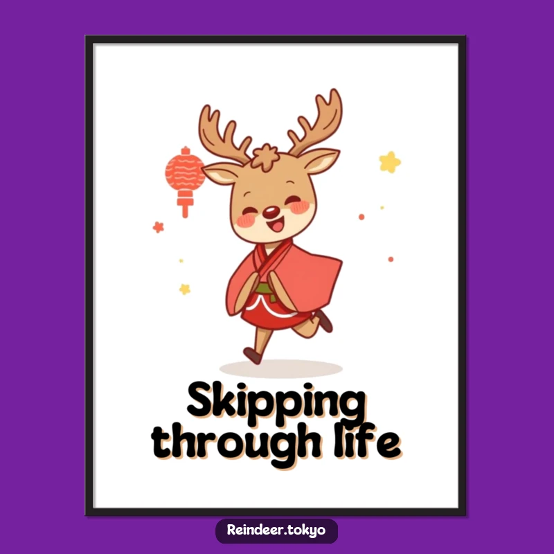 Funny Reindeer Kimono Poster: Bring Joyful Elegance to Your Walls!