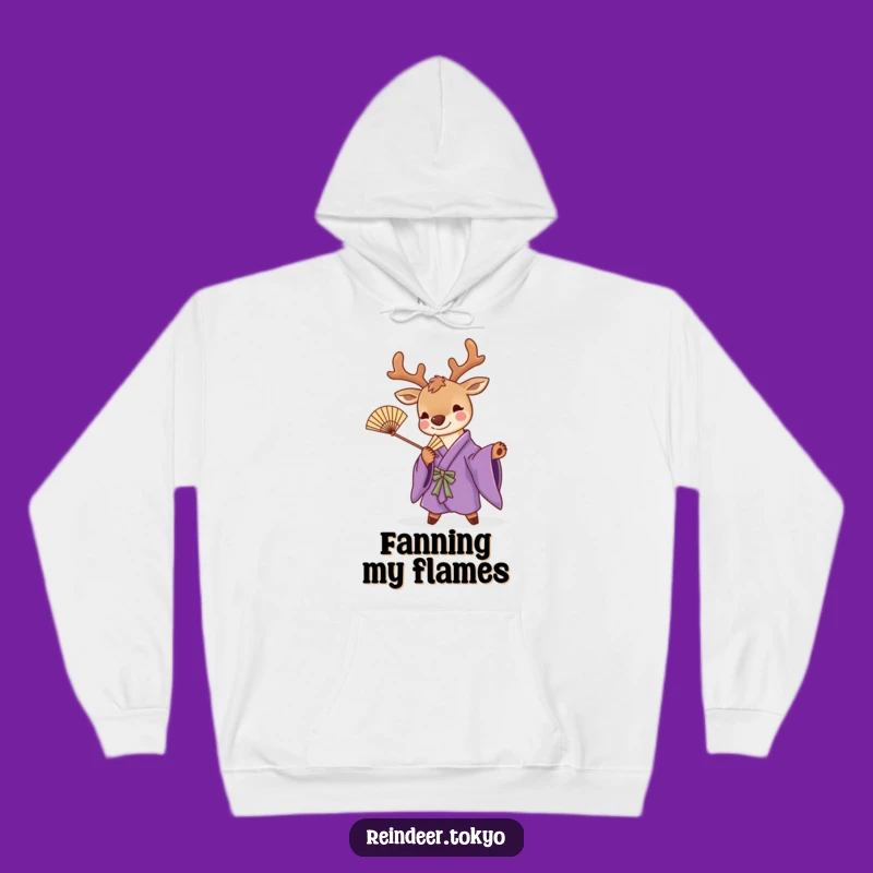 Funny Purple Kimono Reindeer Hoodie: Cozy Playful Pose for Humor