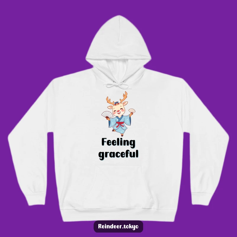 Funny Reindeer Fan Dance Hoodie: Cozy Cartoon Comfort for Graceful Souls