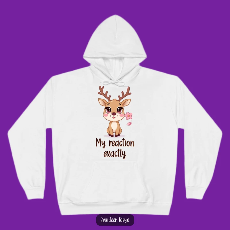 Funny Startled Reindeer Sakura Hoodie: Cozy Surprise and Comical Reaction