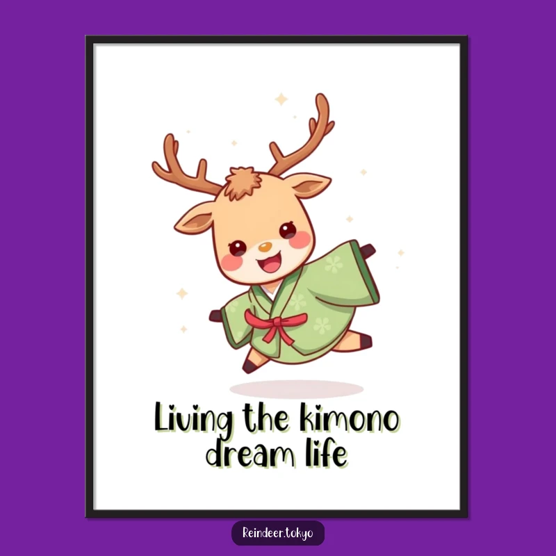 Free Printable Reindeer Kimono Art: Spinning Joyful Funny Downloadable Wall Decor