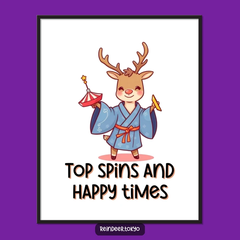 Free Printable Reindeer Kimono Wall Art - Playful Twirling Downloadable Decor