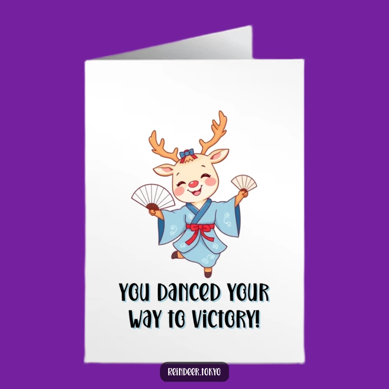 Free Printable Congrats Card: Reindeer Fan Dance, Funny Kimono, Downloadable Gift