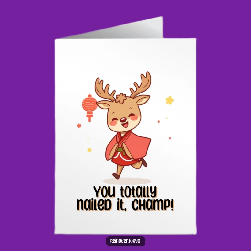 Free Printable Congrats Reindeer Kimono Card - Humorous Twirling Downloadable Gift