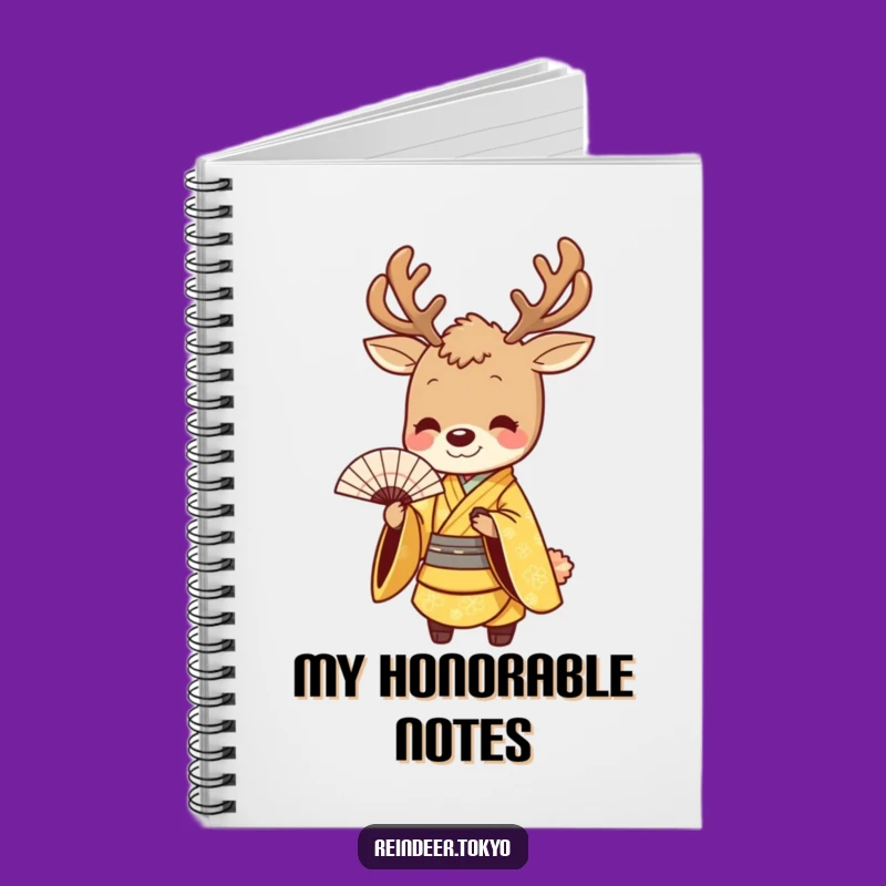 Funny Golden Reindeer Kimono Notebook: Write with Graceful Humor!