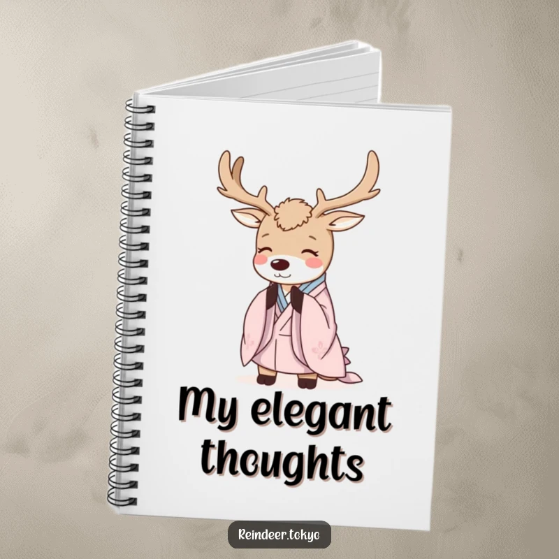 Funny Reindeer Notebook: Polite reindeer in kimono robes bows, perfect for elegant journaling and funny notes.