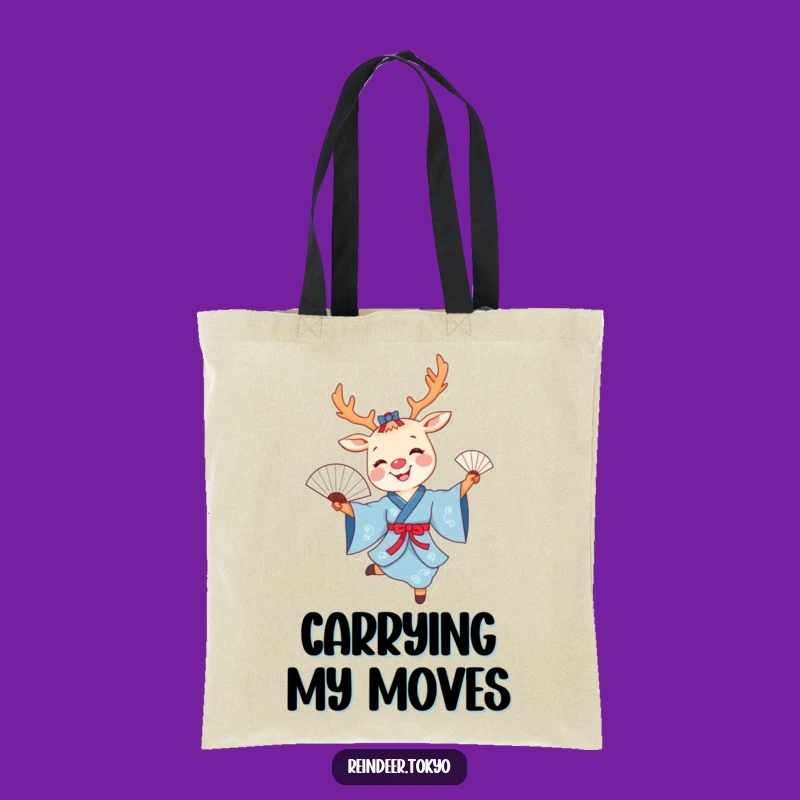 Funny Reindeer Fan Dance Tote Bag: Elegant Cartoon Accessory