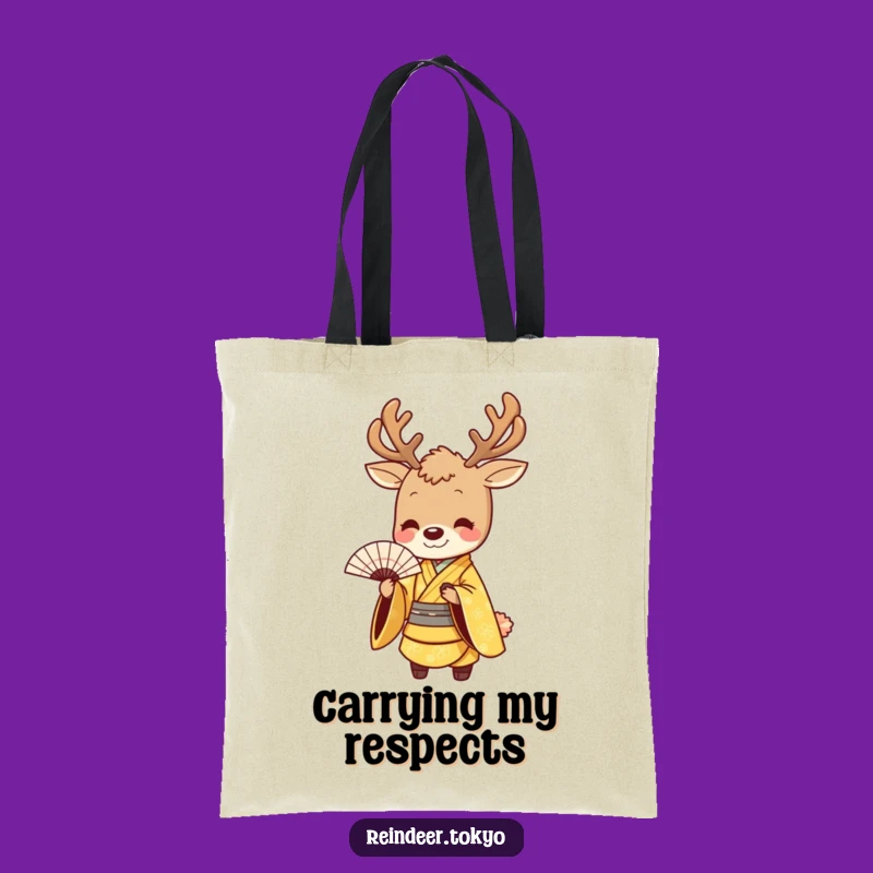 Funny Golden Reindeer Kimono Tote Bag: Carry Grace and Humor!