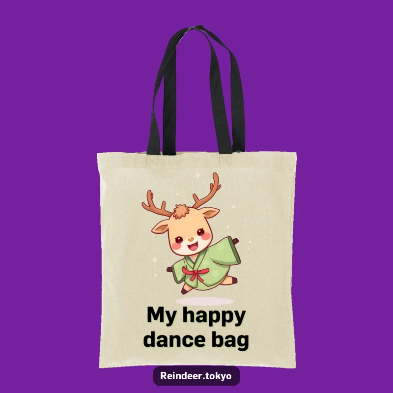 Funny Green Kimono Reindeer Tote Bag: Spin Your Way with Cheerful Humor