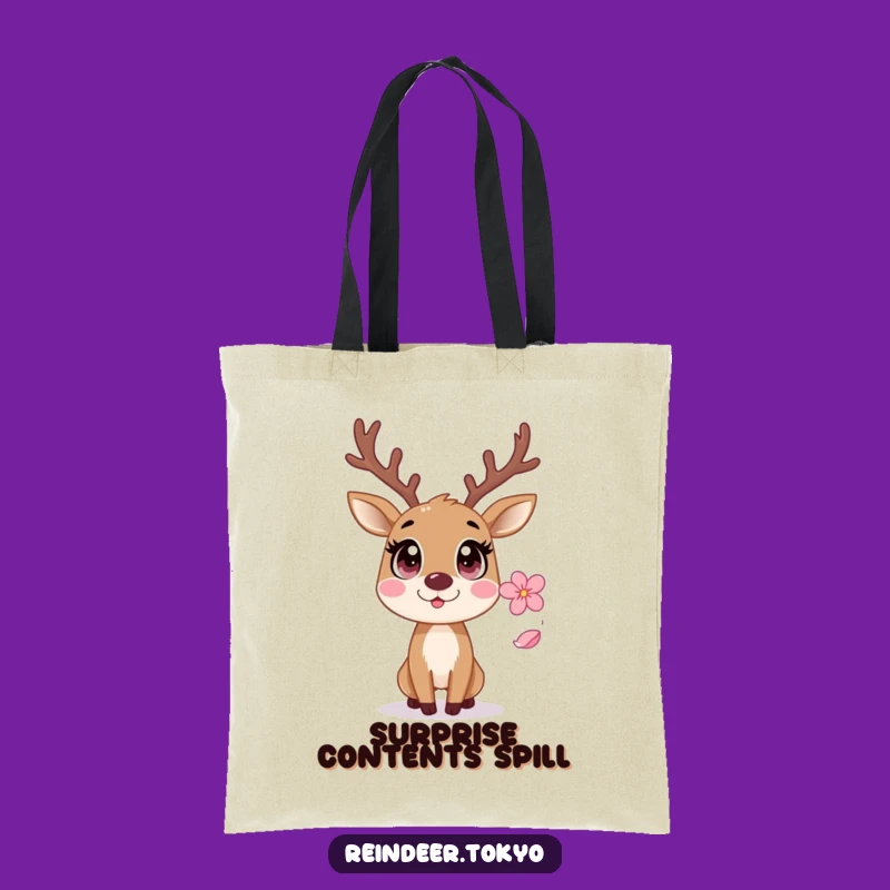 Funny Startled Reindeer Sakura Tote: Surprise Accessory for Everyday